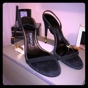 Tom Ford SUEDE PADLOCK NAKED STRAP SANDAL